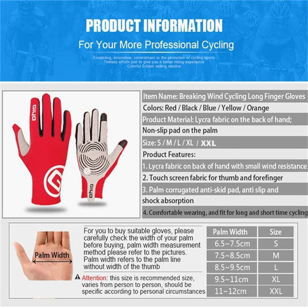 Planet Gates Touch Screen Long Full Fingers Gel Sports Cycling Gloves MTB Road Bike Riding Racing Gloves Women Men Bicycle Gloves