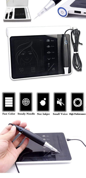 Planet Gates Touch Screen Rechargeable Battery US/EU Plug Permanent Makeup Machine Kit Eyebrow Lip Eyeliner Machine With 2 Cartridge Neeldes