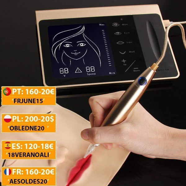 Planet Gates Touch Screen Rechargeable Battery US/EU Plug Permanent Makeup Machine Kit Eyebrow Lip Eyeliner Machine With 2 Cartridge Neeldes