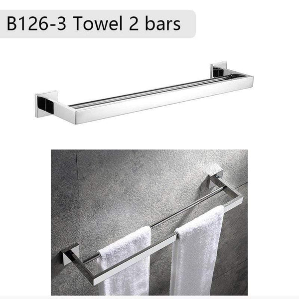 Planet Gates Towel 2 bar Stainless Steel Bathroom Hardware Set Mirror Chrome Polished Towel Rack Toilet Paper Holder Towel Bar Hook Bathroom Accessories