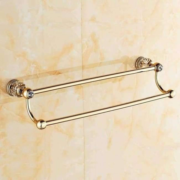 Planet Gates Towel Bar 2 Brass Crystal Bathroom Accessories Set Polish Finish Gold Bathroom Hardware Set Europe Antique Bathroom Products ST1