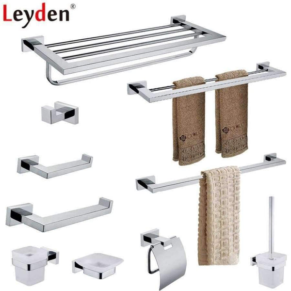 Planet Gates Towel Bar Leyden Stainless Steel Suqare Bathroom Accessories Chrome Toilet Paper Holder Robe Hook Towel Bar Towel Ring Bathroom Hardware