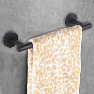 Planet Gates Towel Bar Matte Black 3-Piece Bathroom Accessories Set Stainless Steel Wall Mount - Includes 12" Towel Bar, Toilet Paper Holder, Robe Hook