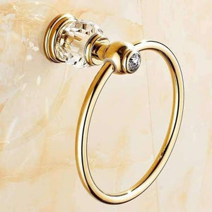 Planet Gates Towel Ring Brass Crystal Bathroom Accessories Set Polish Finish Gold Bathroom Hardware Set Europe Antique Bathroom Products ST1
