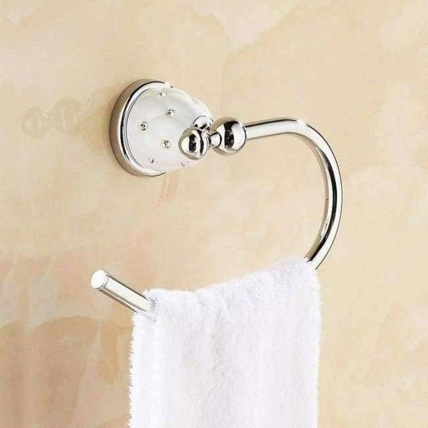 Planet Gates Towel Ring Brass&Silver Polished Bathroom Accessories Sets Diamond&crystal Bathroom Hardware Set Wall Mounted Bathroom Products