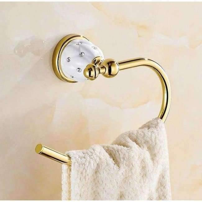 Planet Gates single towel bar Bathroom Accessories Sets Crystal Brass Gold Bathroom Hardware Sets Wall Mounted Bathroom Products
