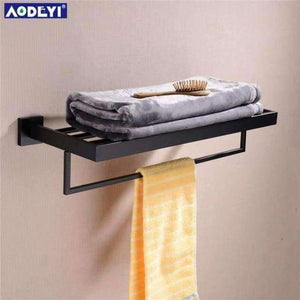 Planet Gates Towel Shelf AODEYI Bathroom Hardware Set Black Robe Hook Towel Rail Rack Bar Shelf Paper Holder Toothbrush Holder Bathroom Accessories