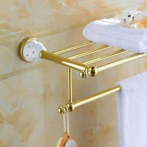 Planet Gates towel shelf Bathroom Accessories Sets Crystal Brass Gold Bathroom Hardware Sets Wall Mounted Bathroom Products
