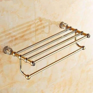 Planet Gates Towel Shelf Brass Crystal Bathroom Accessories Set Polish Finish Gold Bathroom Hardware Set Europe Antique Bathroom Products ST1