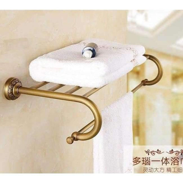 Planet Gates towel shelf European Bronze Brushed Bathroom Accessories Solid Brass Carved Bathroom Product Antique Brass Carved Bathroom Hardware Sets