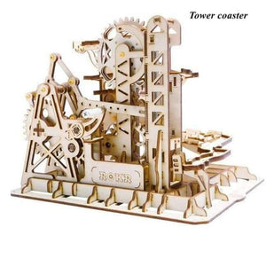 Planet Gates Tower coaster / China Robotime 8 Kinds DIY Gear Drive Wooden Mechanical Model Building Kits Assembly Toy Gift for Children Teens Adult LGLK