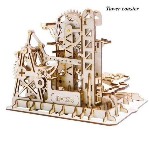 Planet Gates Tower coaster / China Robotime 8 Kinds DIY Gear Drive Wooden Mechanical Model Building Kits Assembly Toy Gift for Children Teens Adult LGLK
