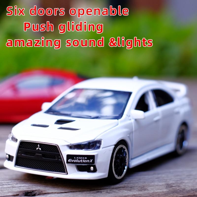Planet Gates Toy Car 1:32 Mitsubishi Lancer Evolution X Metal Alloy Diecast Car Model Miniature Model With Sound Light Model For Children Car