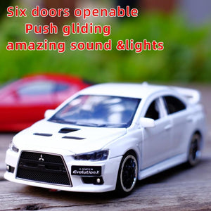 Planet Gates Toy Car 1:32 Mitsubishi Lancer Evolution X Metal Alloy Diecast Car Model Miniature Model With Sound Light Model For Children Car
