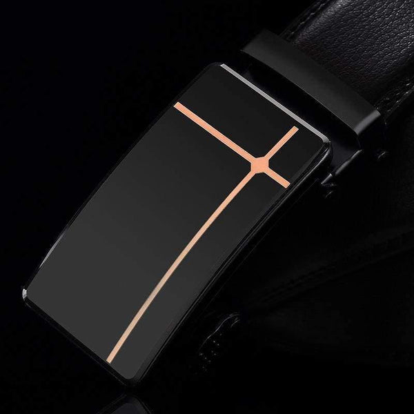 Brand Fashion Automatic Buckle Black Genuine Leather Belt Men's Belts Cow Leather Belts For Men 3.5cm Width WQE789