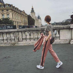 Planet Gates Tracksuits Women 2 Piece Sets Casual Outfits Pink Winter Striped Short Jacket + Elastic Pants Sweatsuit Suits