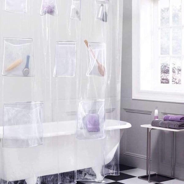 Planet Gates Translucent Bathroom Shower Curtain with Pocket Waterproof Bath Curtain Clear Translucent Bathroom Shower Curtain Bathroom Products