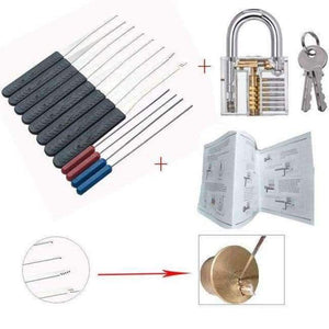 Planet Gates Transparent 12pc Black Lock Pick Set Kit Locksmith Hand Tool Broken Key Extractor Remove Removal Hook Hardware DIY Hand Tool Stainless Steel