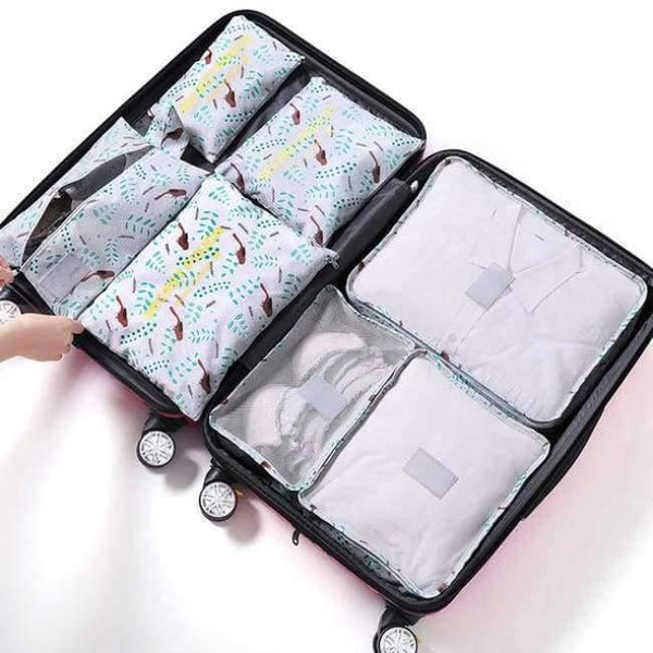 Planet Gates transparent 7Pcs/set Trip Luggage Organizer Polyester Portable Travel Partition Pouch Storage Bags Home Organization Accessories Supplies