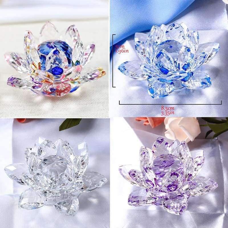 Planet Gates Transparent / 8.5 cm 8 Colors Can Be Chosen 85mm Crystal Lotus Flower Figurines Miniatures Luxury Glass Ornaments Home Decoration Accessories