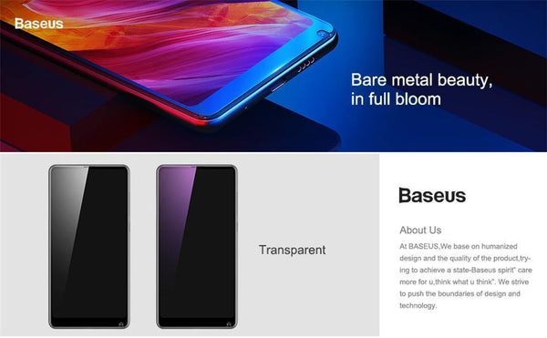 Planet Gates Transparent Baseus 0.2mm 9H Full Coverage Tempered Glass For Xiaomi Mix 2S Ultra Thin Screen Protector Glass Front Protective Glass Film