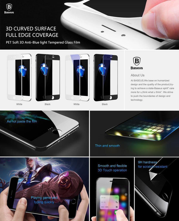 Baseus For iPhone 8 7 Screen Protector Ultra Thin 9H Scratch Proof Tempered Glass For iPhone 7 Plus 8 Plus Protective Glass - Planet Gates