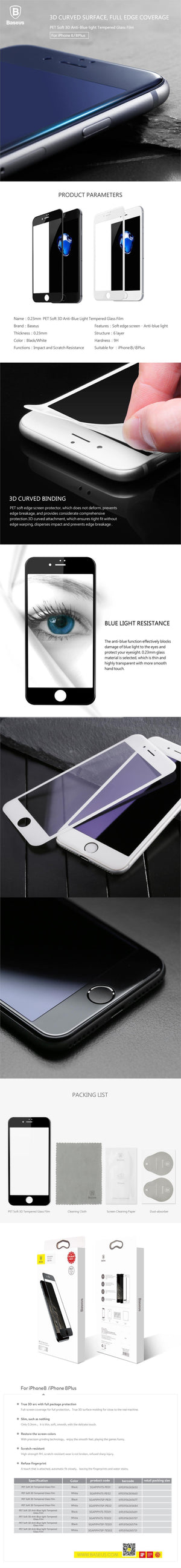 Planet Gates Transparent Black / For iPhone 7 8 Baseus For iPhone 8 7 Screen Protector Ultra Thin 9H Scratch Proof Tempered Glass For iPhone 7 Plus 8 Plus Protective Glass