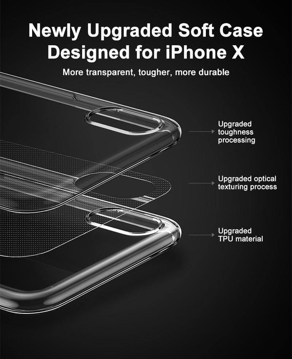Planet Gates Transparent Black / For iPhone X Baseus Ultra Thin TPU Case For iPhone X Dirt-resistant Case Transparent Soft Silicone High Transparency Case For iPhone X Cover