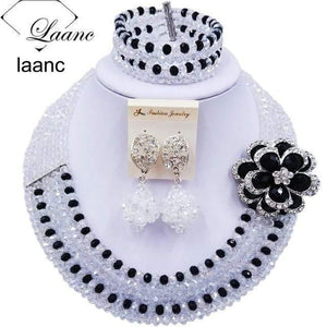 Planet Gates Transparent Black Wine Gold AB Crystal Nigerian Necklace African Beads Wedding Jewelry Sets for Women C5RST003