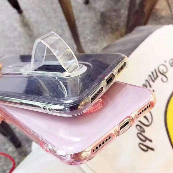 Planet Gates Transparent blue / For iphone 5 iPhone 7 6S 8 Plus ring buckle phone Case For iPhone X 10 luxury bracket TPU Silicone Protected Full Case