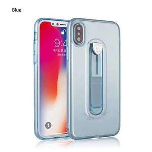 Planet Gates Transparent blue / For iphone 5 iPhone 7 6S 8 Plus ring buckle phone Case For iPhone X 10 luxury bracket TPU Silicone Protected Full Case