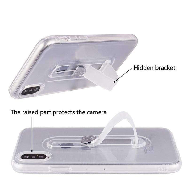 Planet Gates Transparent blue / For iphone 5 iPhone 7 6S 8 Plus ring buckle phone Case For iPhone X 10 luxury bracket TPU Silicone Protected Full Case