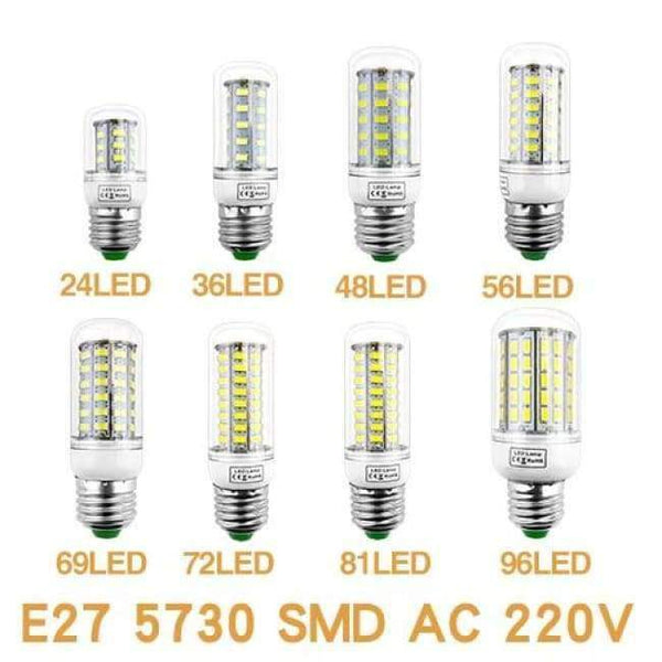 Planet Gates Transparent Bulb e14 / 33LEDs / Cold White JJD E27 LED Lamp E14 LED Corn Bulb Lampada 24 36 48 56 69 72LEDs Chandelier Candle LED Light SMD5730 220V For Home Decoration