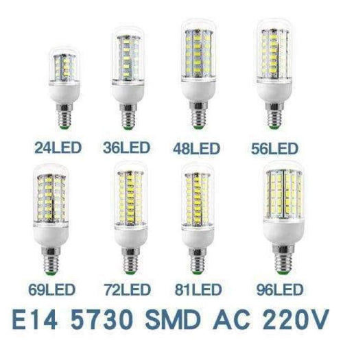 Planet Gates Transparent Bulb e14 / 48LEDs / Cold White E27 LED Lamp E14 Bulb Lampada SMD5730 220V Corn Bulb Bombillas 24 36 48 56 69 72LEDs Chandelier Candle Light For Home Decoration