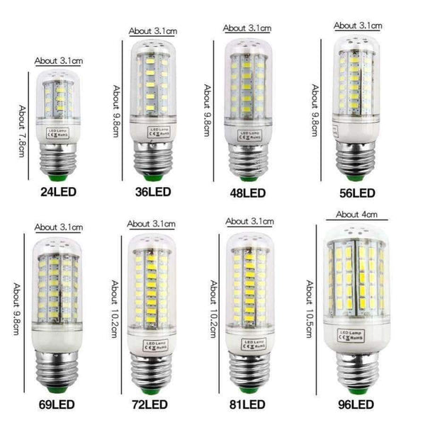Planet Gates Transparent Bulb e14 / 48LEDs / Cold White E27 LED Lamp E14 Bulb Lampada SMD5730 220V Corn Bulb Bombillas 24 36 48 56 69 72LEDs Chandelier Candle Light For Home Decoration