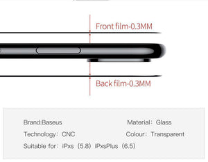 Planet Gates Transparent / For iPhone Xs 5.8 Baseus Front Glass + Back Tempered Glass For iPhone Xs Xs Max XR 2018 Protective Glass Screen Protector For iPhone Xs Xs Max