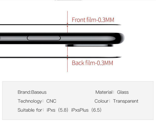 Planet Gates Transparent / For iPhone Xs 5.8 Baseus Front Glass + Back Tempered Glass For iPhone Xs Xs Max XR 2018 Protective Glass Screen Protector For iPhone Xs Xs Max
