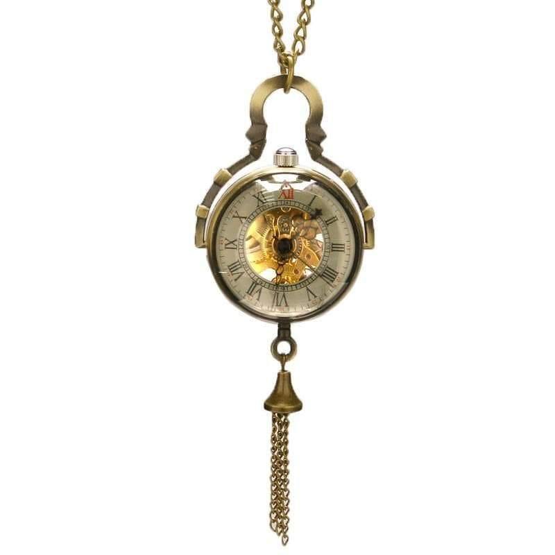 Planet Gates Transparent Glass Ball Mechanical Pendant Pocket Watch Chain New P100