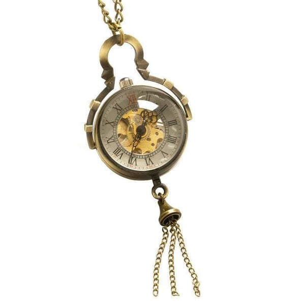 Planet Gates Transparent Glass Ball Mechanical Pendant Pocket Watch Chain New P100