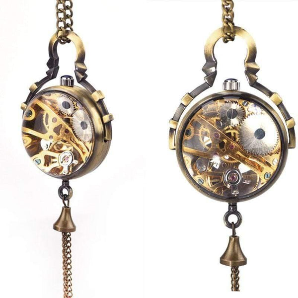 Planet Gates Transparent Glass Ball Mechanical Pendant Pocket Watch Chain New P100