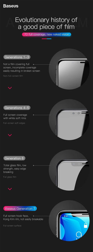 Planet Gates Transparent Glass Baseus 0.3MM 7D Surface Screen Protector For iPhone X Glass 9H Thin Anti Blue Light Tempered Glass For iPhone X Protective Glass