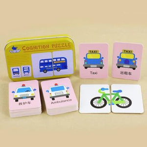 Planet Gates Transportation / Russian Federation Baby Toys Montessori wooden Cognitive Pair Puzzle Card Toy For Kids Learning Education Vehicle/Fruit/Animal/Life Set Puzzle Gift