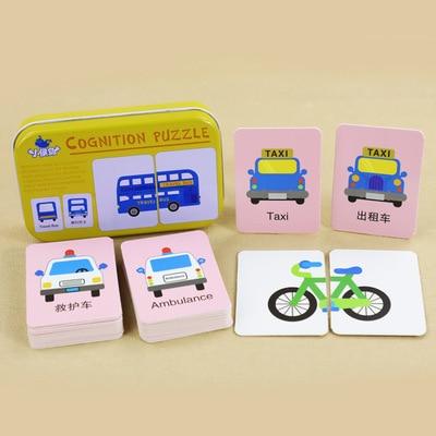 Planet Gates Transportation / Russian Federation Baby Toys Montessori wooden Cognitive Pair Puzzle Card Toy For Kids Learning Education Vehicle/Fruit/Animal/Life Set Puzzle Gift