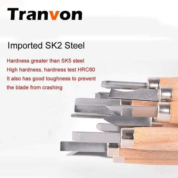 Planet Gates TRANVON 4/6/10/12pcs grinds Professional Carving Knife Wood DIY Hand Chisels Knife Craft Tools Set Sculpture Tools QF-A0167