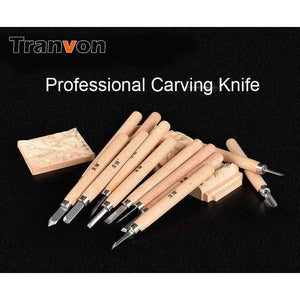 Planet Gates TRANVON 4/6/10/12pcs grinds Professional Carving Knife Wood DIY Hand Chisels Knife Craft Tools Set Sculpture Tools QF-A0167