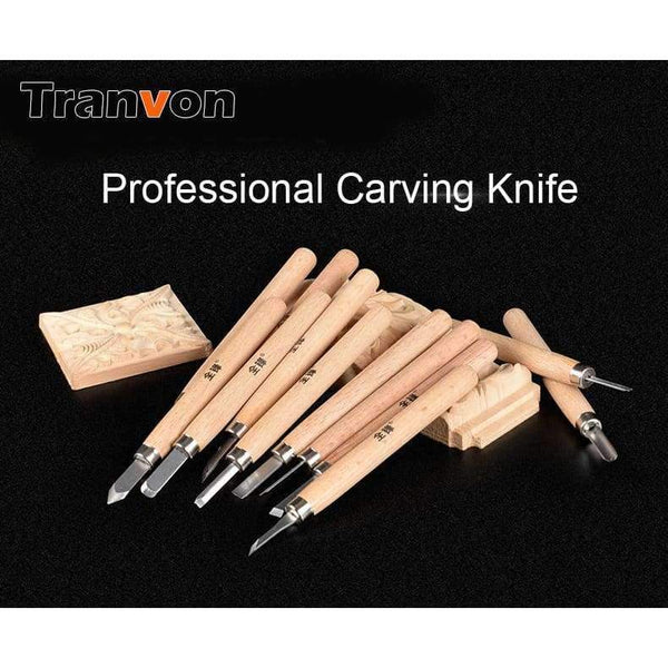 Planet Gates TRANVON 4/6/10/12pcs grinds Professional Carving Knife Wood DIY Hand Chisels Knife Craft Tools Set Sculpture Tools QF-A0167