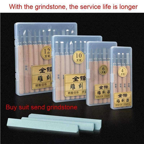 Planet Gates TRANVON 4/6/10/12pcs grinds Professional Carving Knife Wood DIY Hand Chisels Knife Craft Tools Set Sculpture Tools QF-A0167