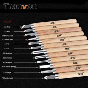 Planet Gates TRANVON 4/6/10/12pcs grinds Professional Carving Knife Wood DIY Hand Chisels Knife Craft Tools Set Sculpture Tools QF-A0167