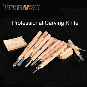 Planet Gates TRANVON 4/6/10/12pcs grinds Professional Carving Knife Wood DIY Hand Chisels Knife Craft Tools Set Sculpture Tools QF-A0167