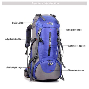 Planet Gates Travel Hiking Backpack 50L, Sports Bag For Women Men, Outdoor Camping Climbing Bag, Mountaineering Rucksack